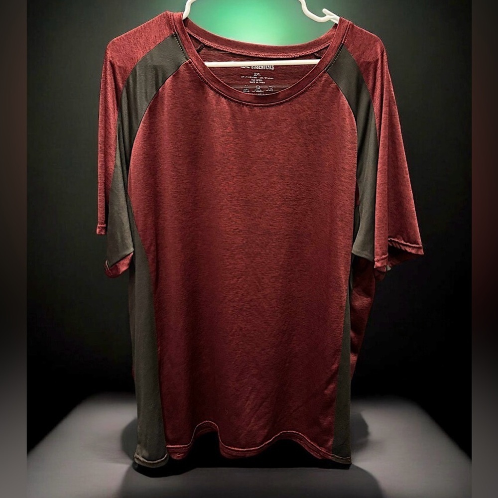 Real Essentials Maroon and Charcoal Short Sleeve Tee 2XL